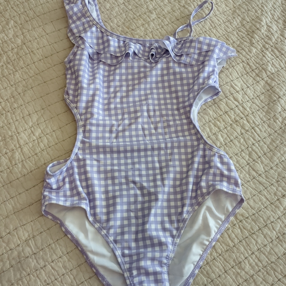 Purple Gingham One-Piece Swimsuit